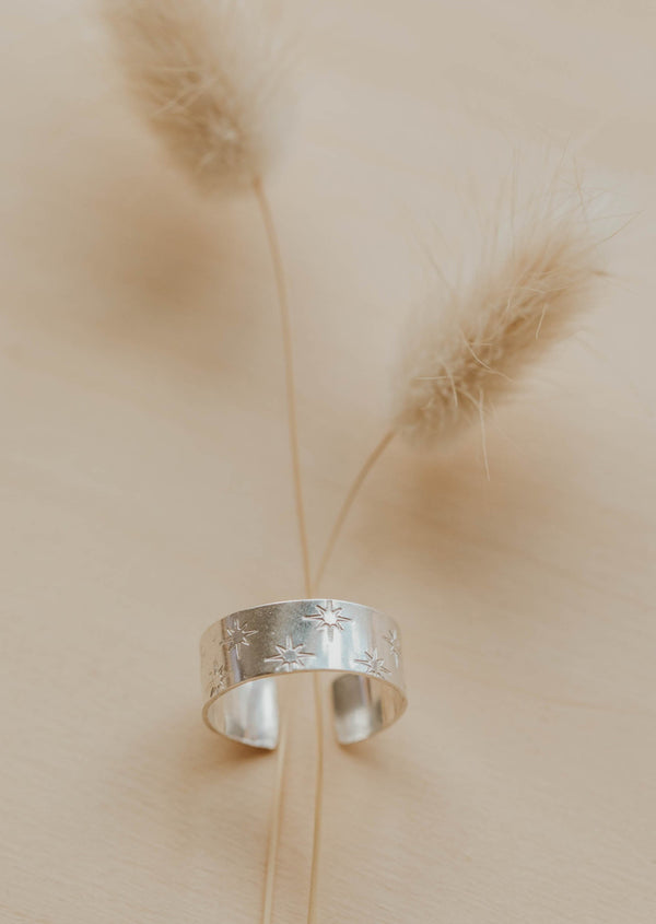 starburst ring sterling silver band