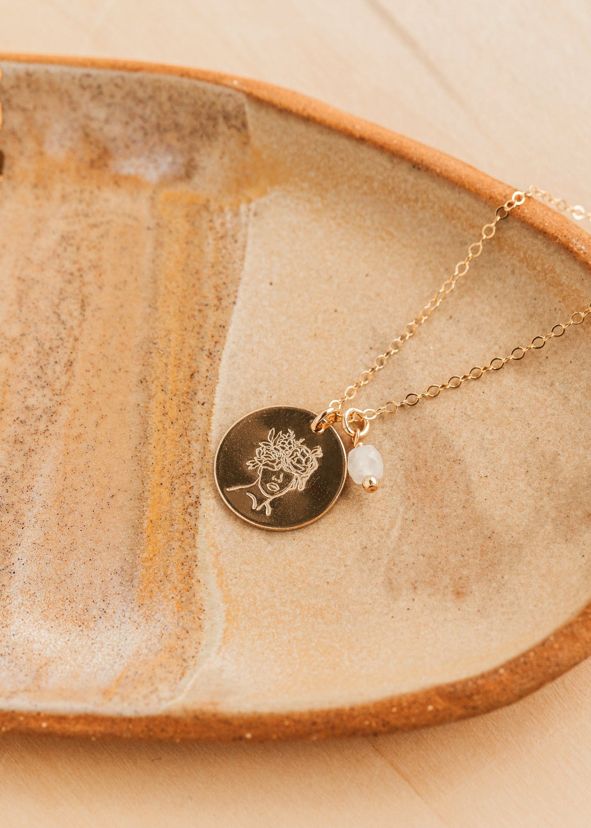 Gold Hello Adorn Mental Health necklace with circular pendants and meaning charms